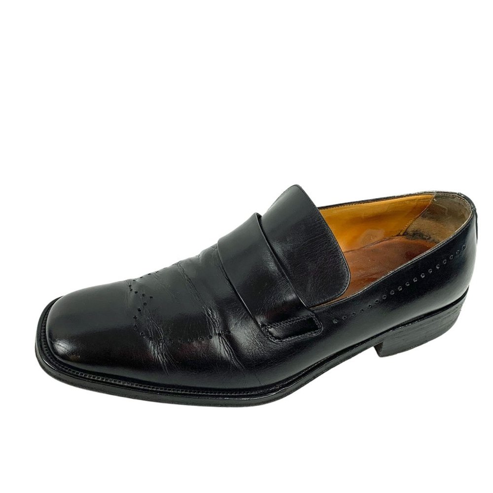 BALLY Toriel Black Leather‎ Brogue Strap Slip on Dress Shoes